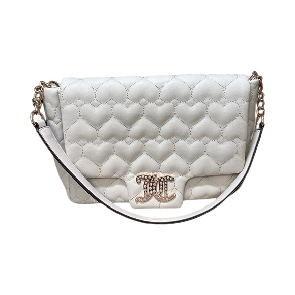 Juicy Couture Brighter Than A Diamond Heart Quilted Y2K Shoulder Bag Ivory - Picture 1 of 5